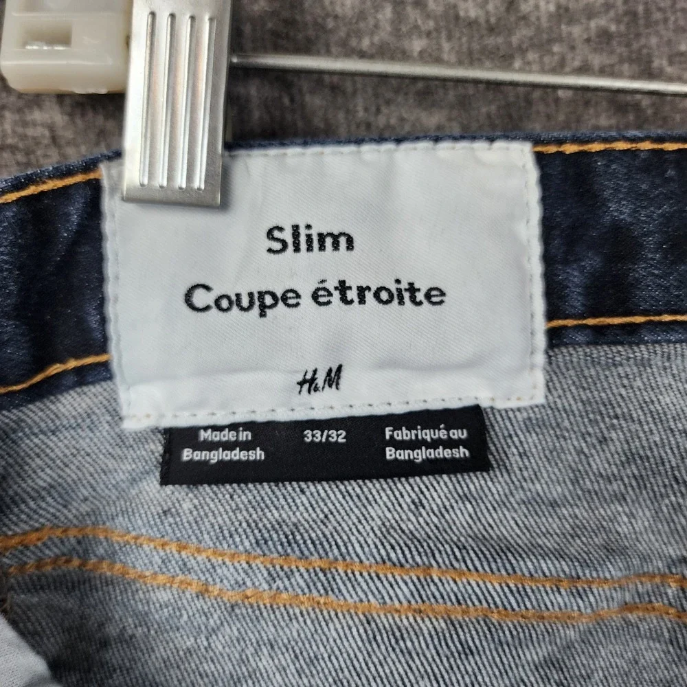 H&M Slim‎ Jeans Women 33/32 Dark Indigo Blue Stretch Denim Mid Rise Classic